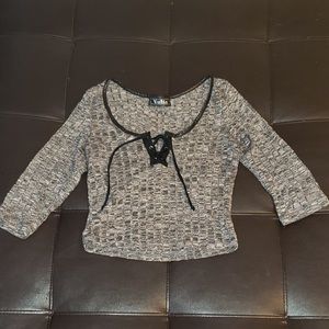 💥Lace up 3/4 sleeve crop top💋